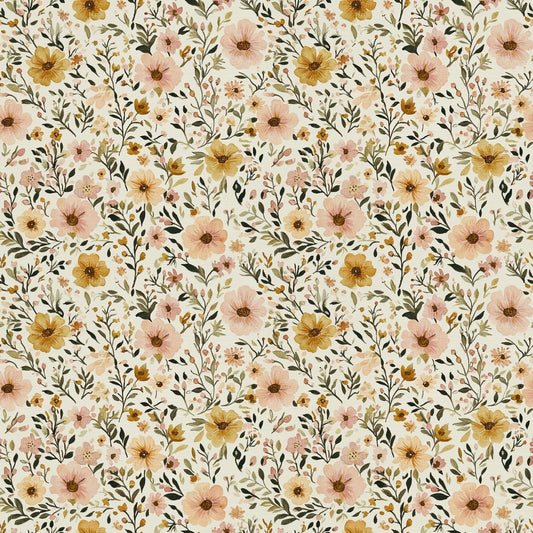 Vintage Linen Floral Digital Seamless Pattern