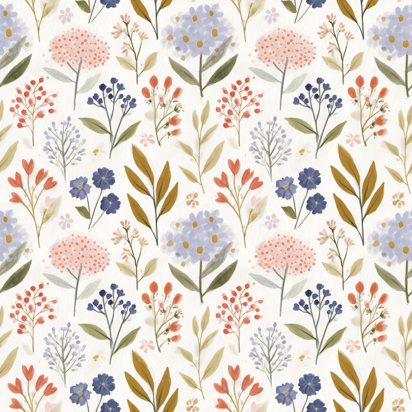 Vintage Pastel Blooms Digital Seamless Pattern