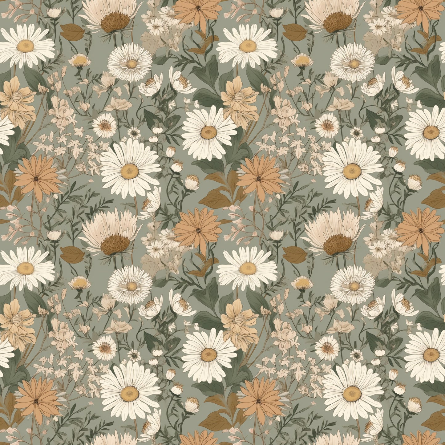Vintage Spring Floral Digital Seamless Pattern