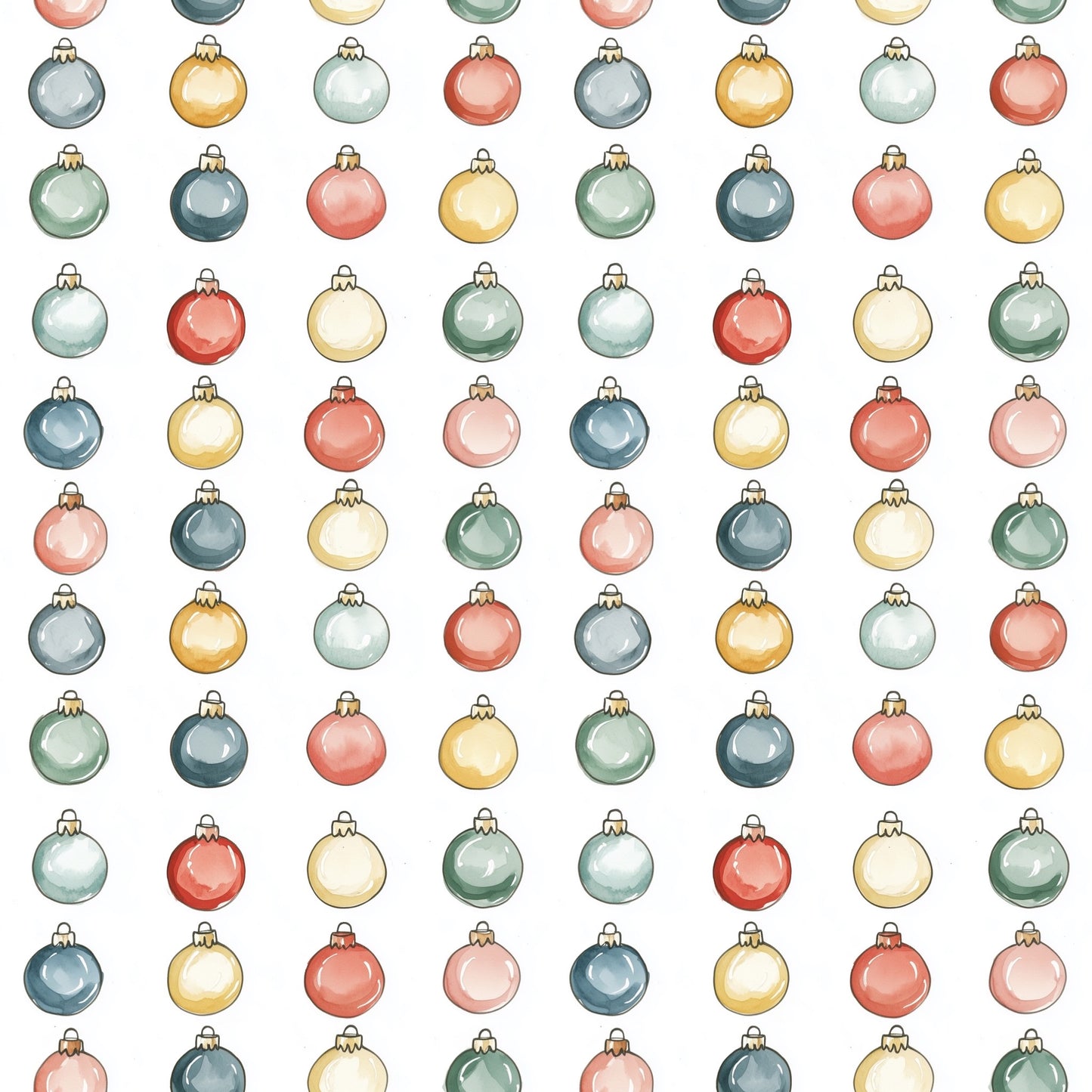 Watercolour Baubles Digital Seamless Pattern