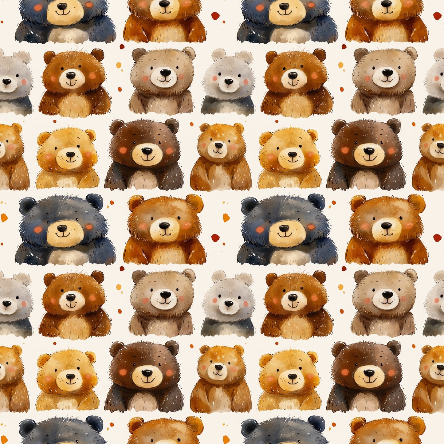 Watercolour Bears Digital Seamless Pattern