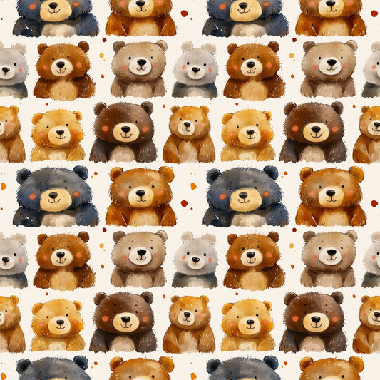 Watercolour Bears Digital Seamless Pattern