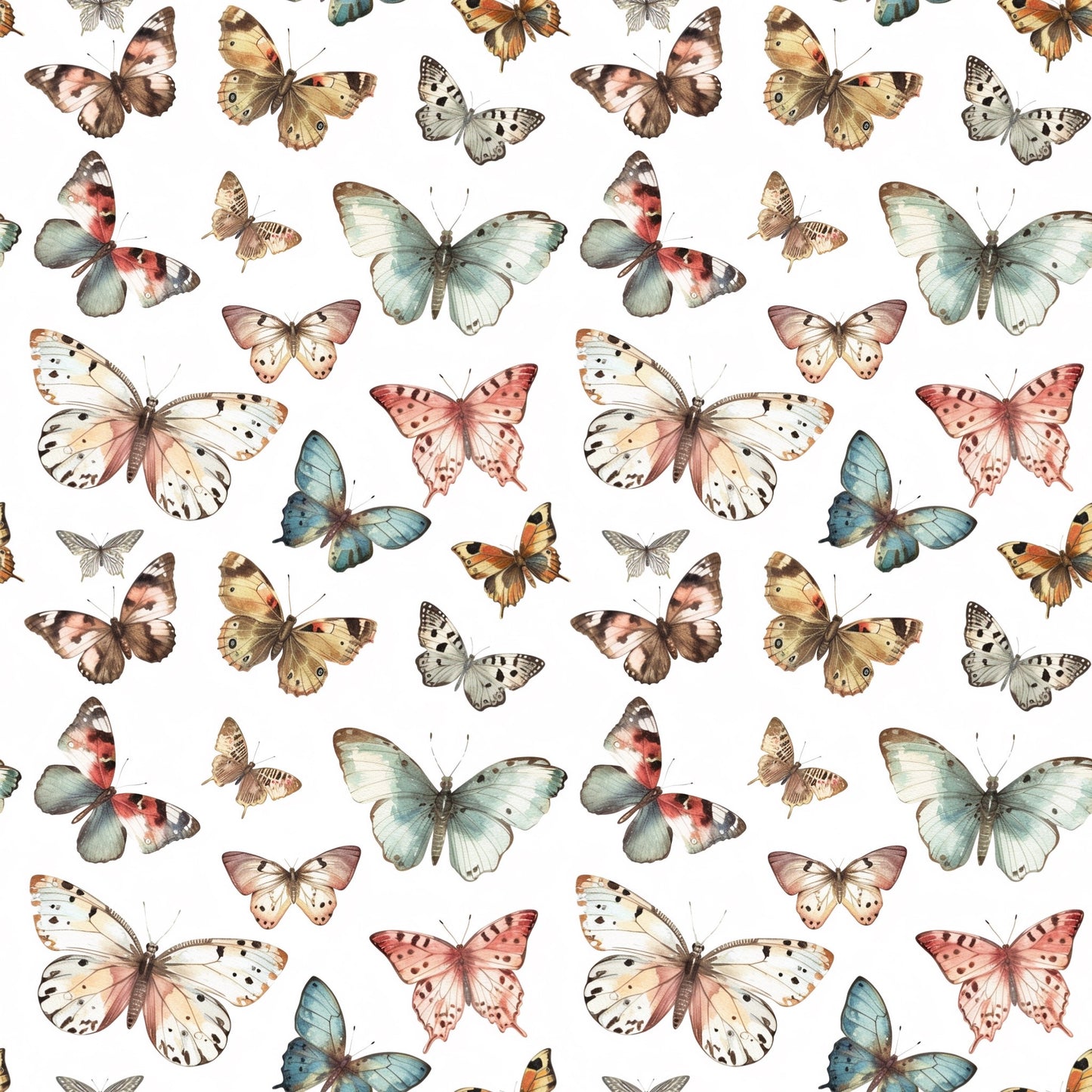 Watercolour Butterflies Digital Seamless Pattern