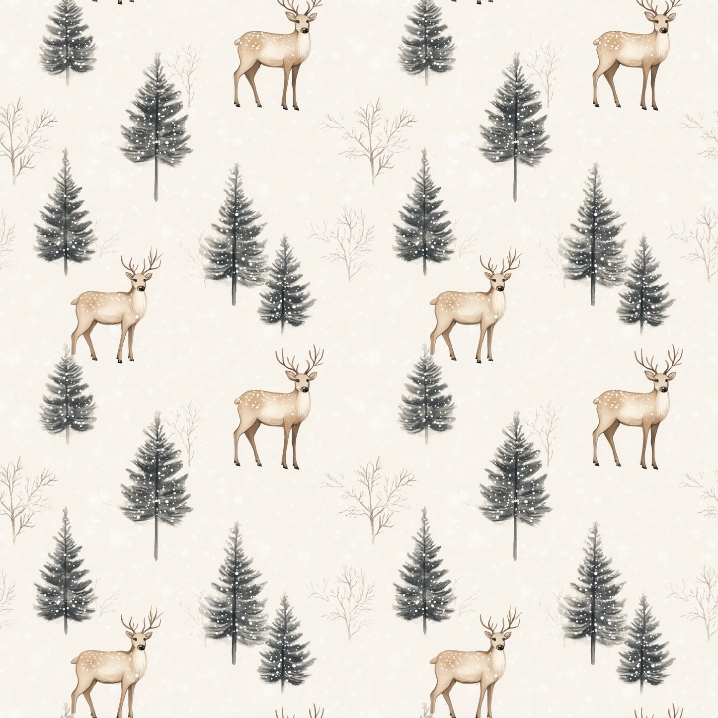 Watercolour Deer Digital Seamless Pattern