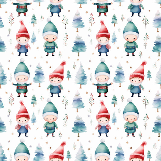 Watercolour Elves Digital Seamless Pattern