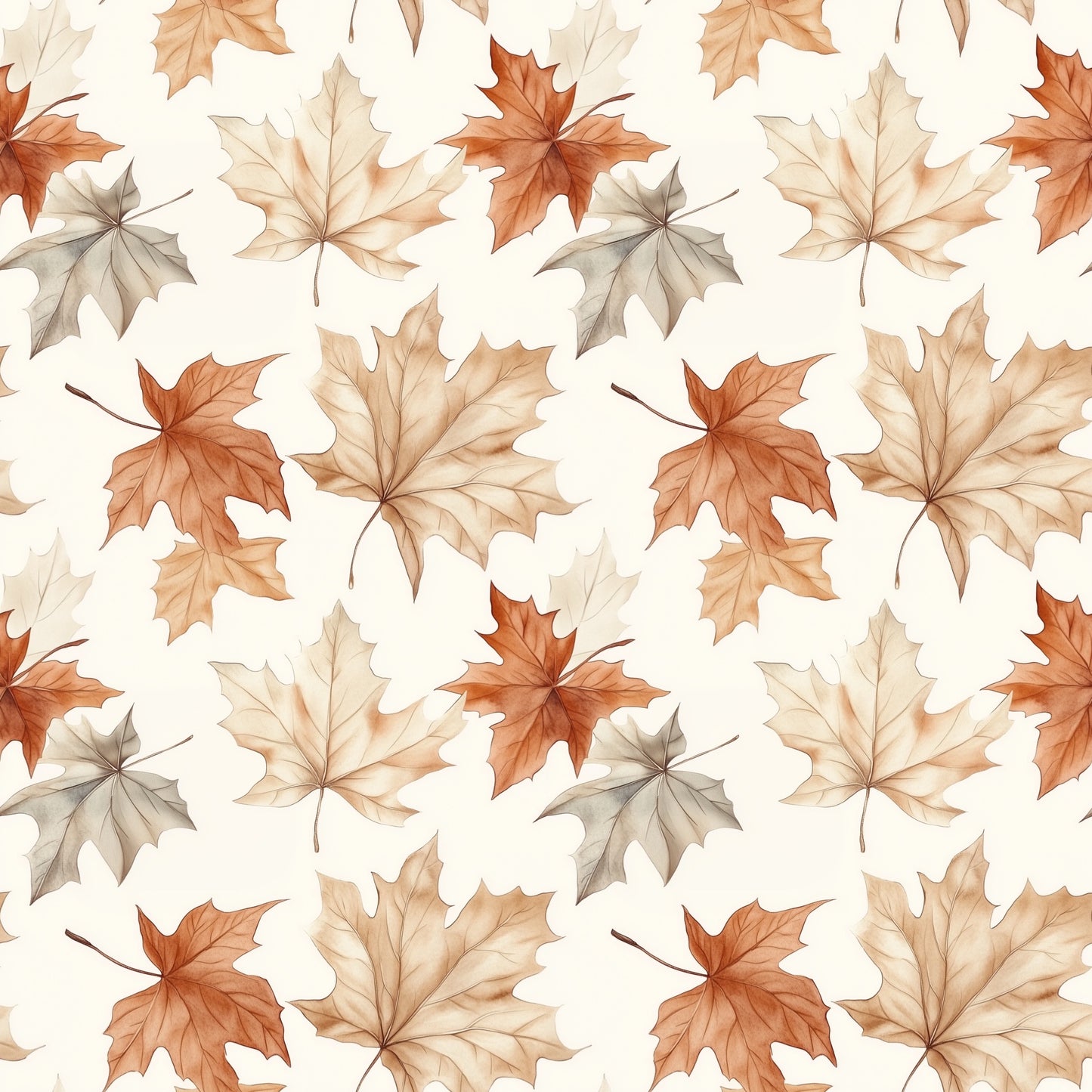 Watercolour Autumn Leaves Digital Seamless Pattern