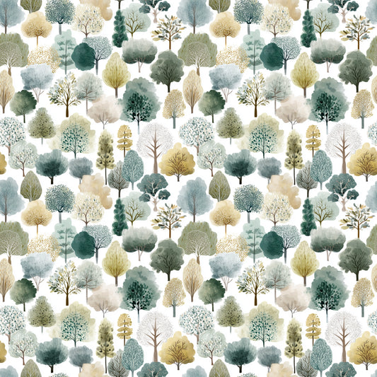 Watercolour Forest Trees Digital Seamless Pattern