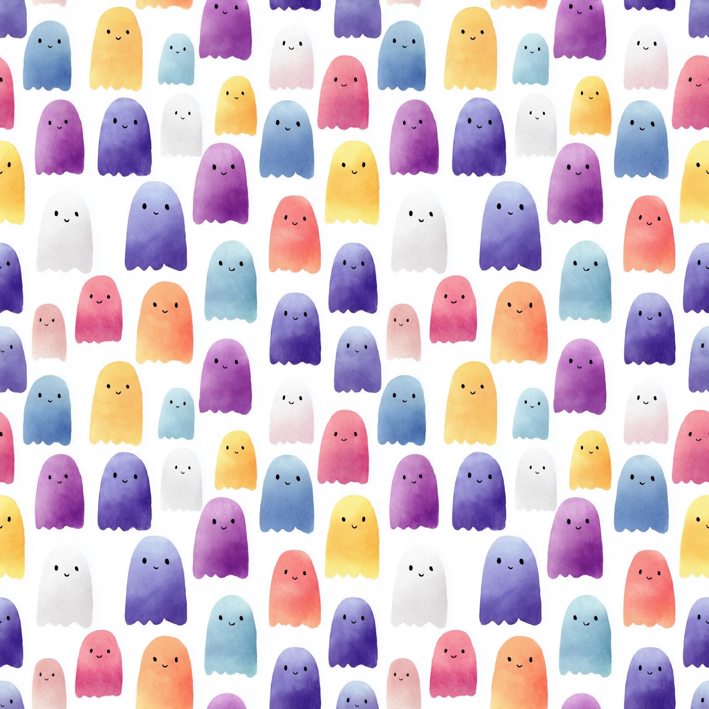 Watercolour Ghosts Digital Seamless Pattern
