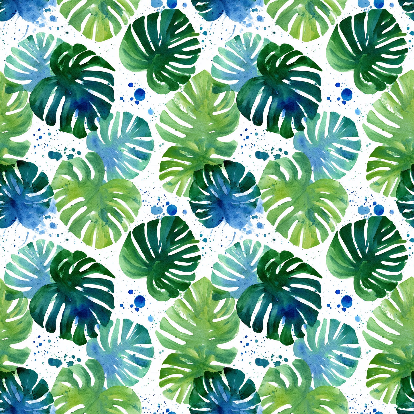 Watercolour Jungle Leaves Digital Seamless Pattern
