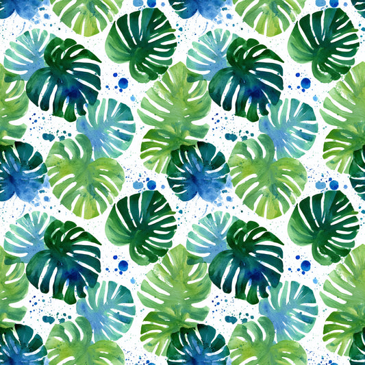 Watercolour Jungle Leaves Digital Seamless Pattern