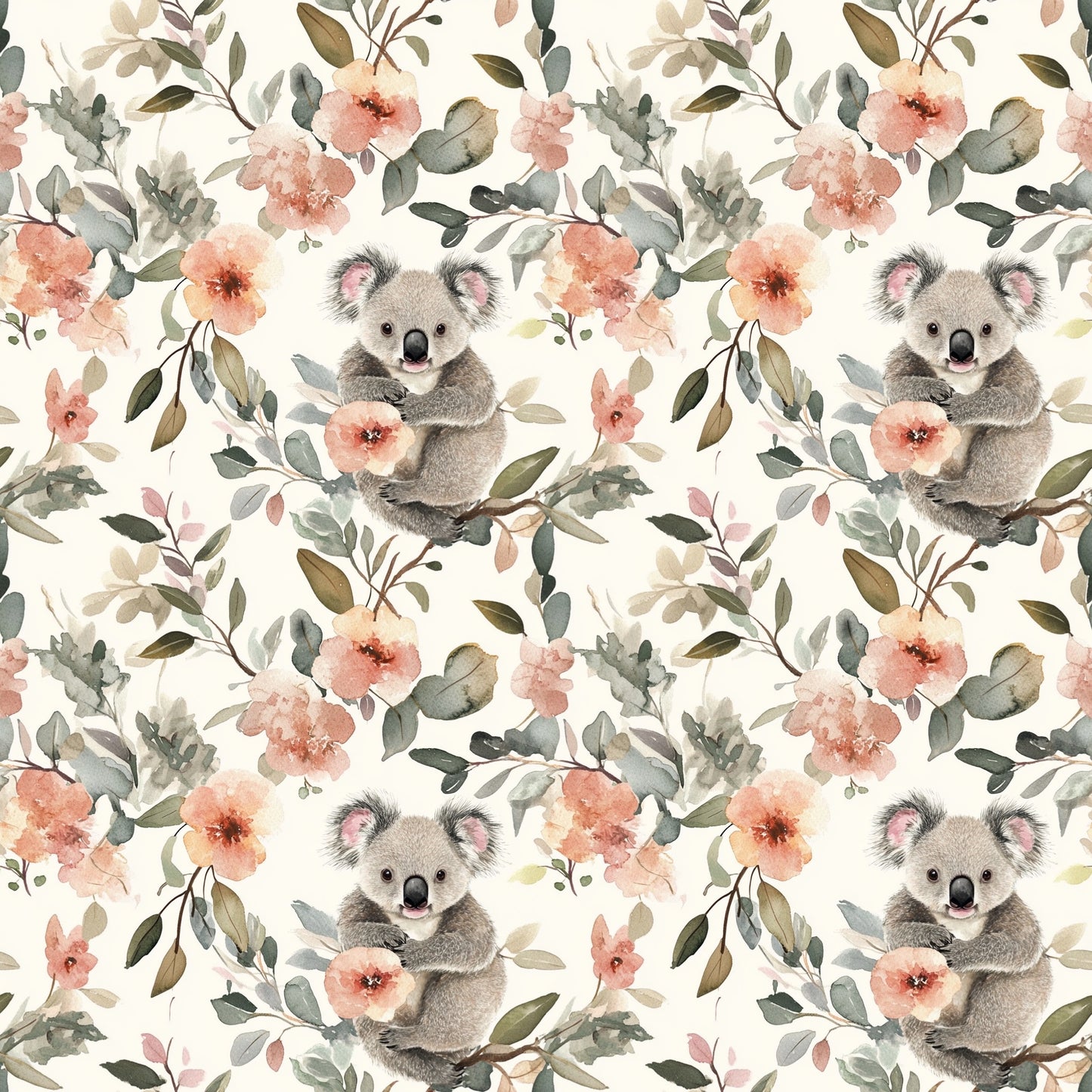 Watercolour Koalas Digital Seamless Pattern