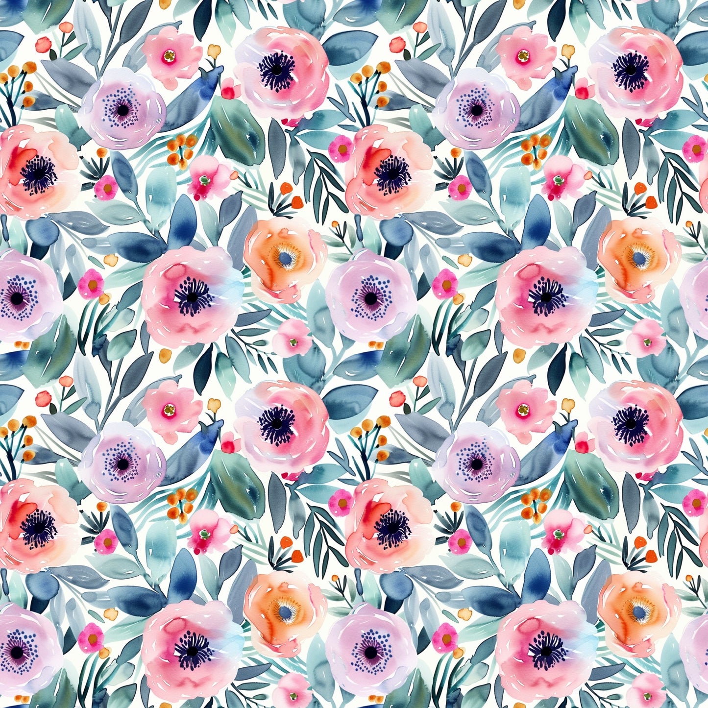 Watercolour Lavender Floral Digital Seamless Pattern