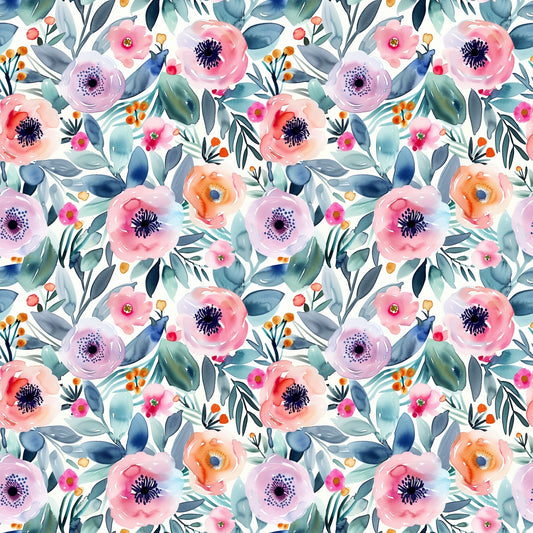 Watercolour Lavender Floral Digital Seamless Pattern