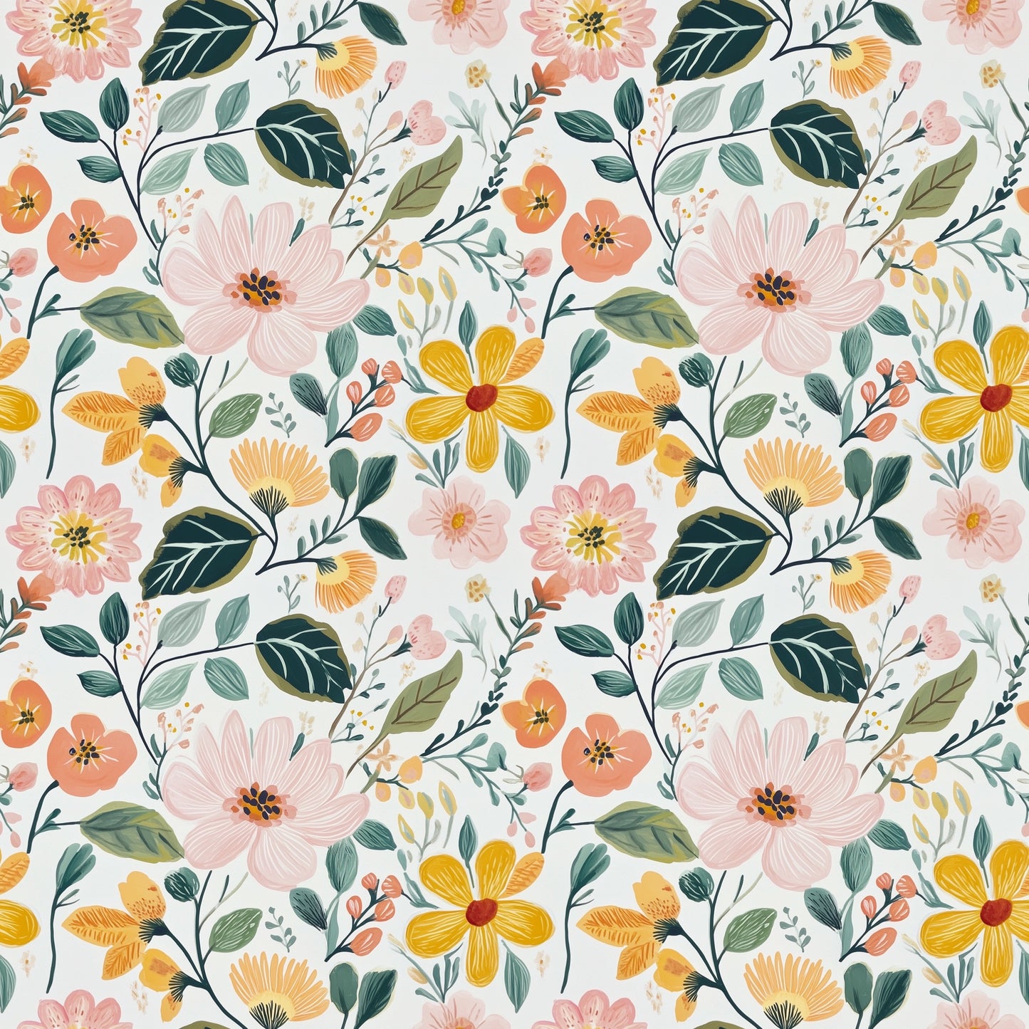 Watercolour Meadow Digital Seamless Pattern