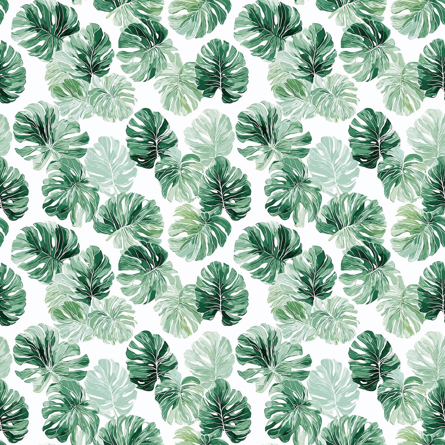 Watercolour Monstera Leaves Digital Seamless Pattern