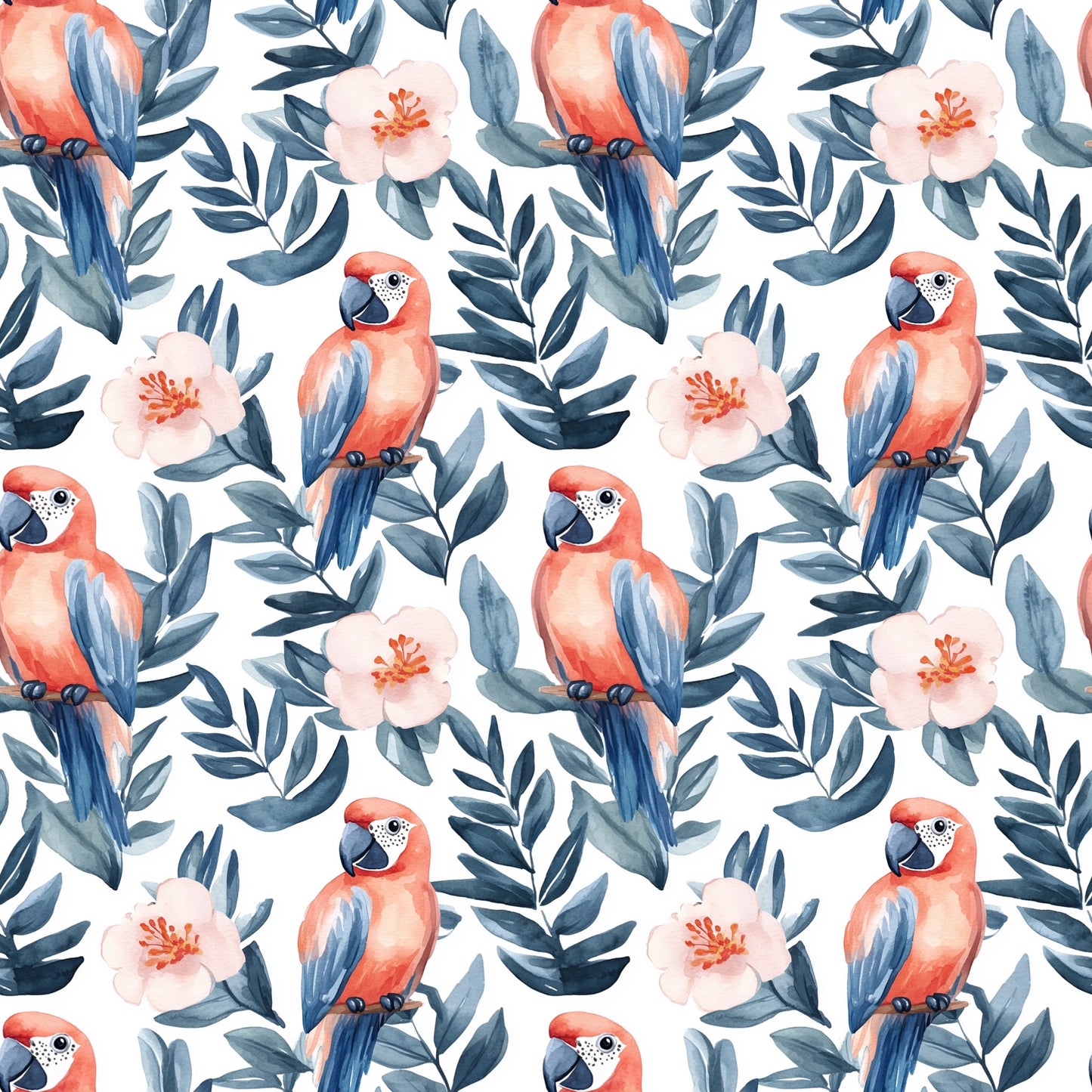 Watercolour Parrots Digital Seamless Pattern