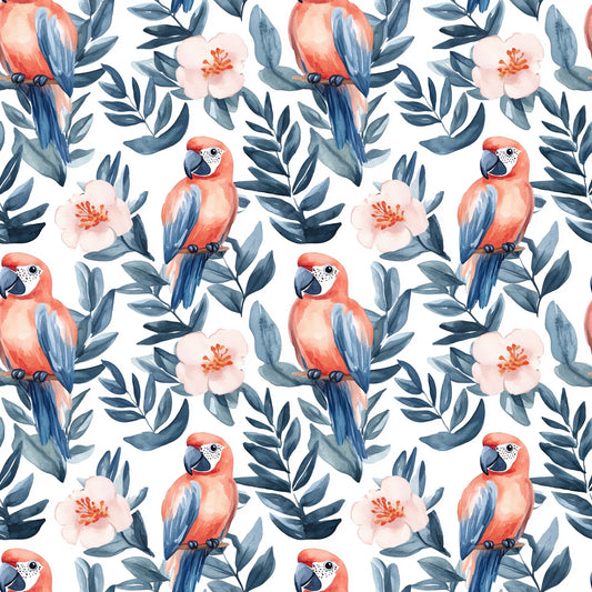 Watercolour Parrots Digital Seamless Pattern