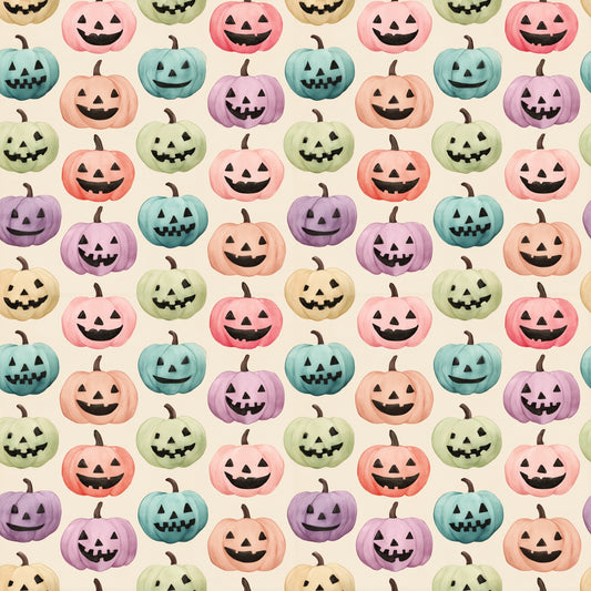 Pumpkin Faces Digital Seamless Pattern