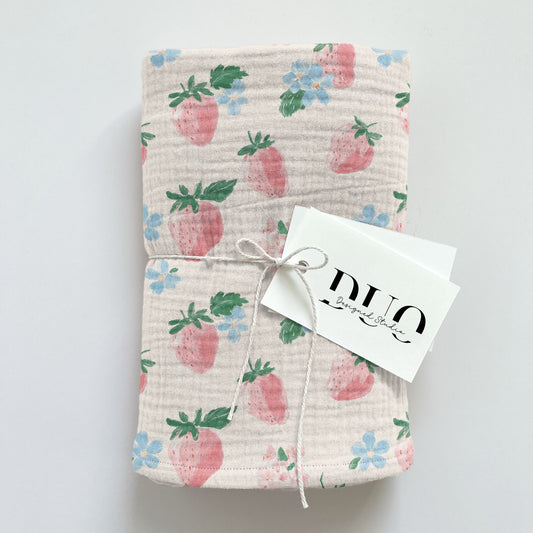 Watercolour Pastel Strawberries Digital Seamless Pattern