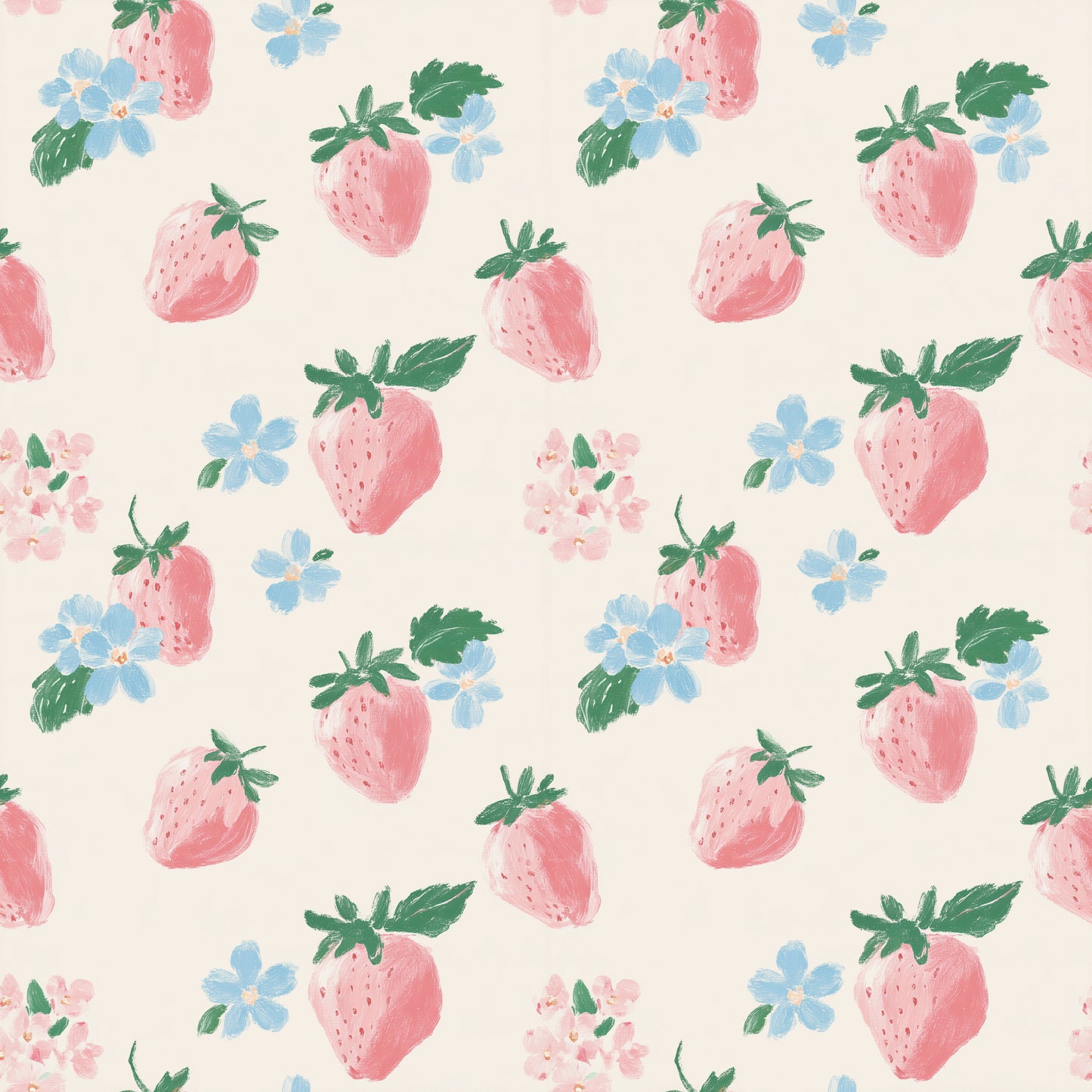 Watercolour Pastel Strawberries Digital Seamless Pattern