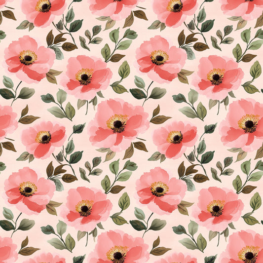 Watercolour Peonies Digital Seamless Pattern