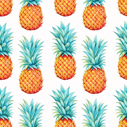 Watercolour Pineapples Digital Seamless Pattern