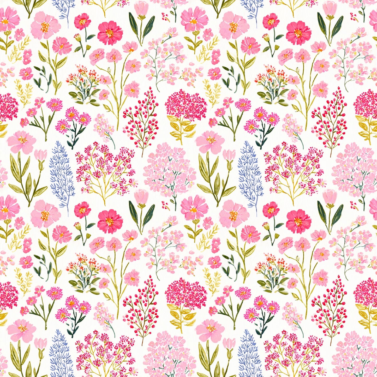 Watercolour Pink Bunches Digital Seamless Pattern