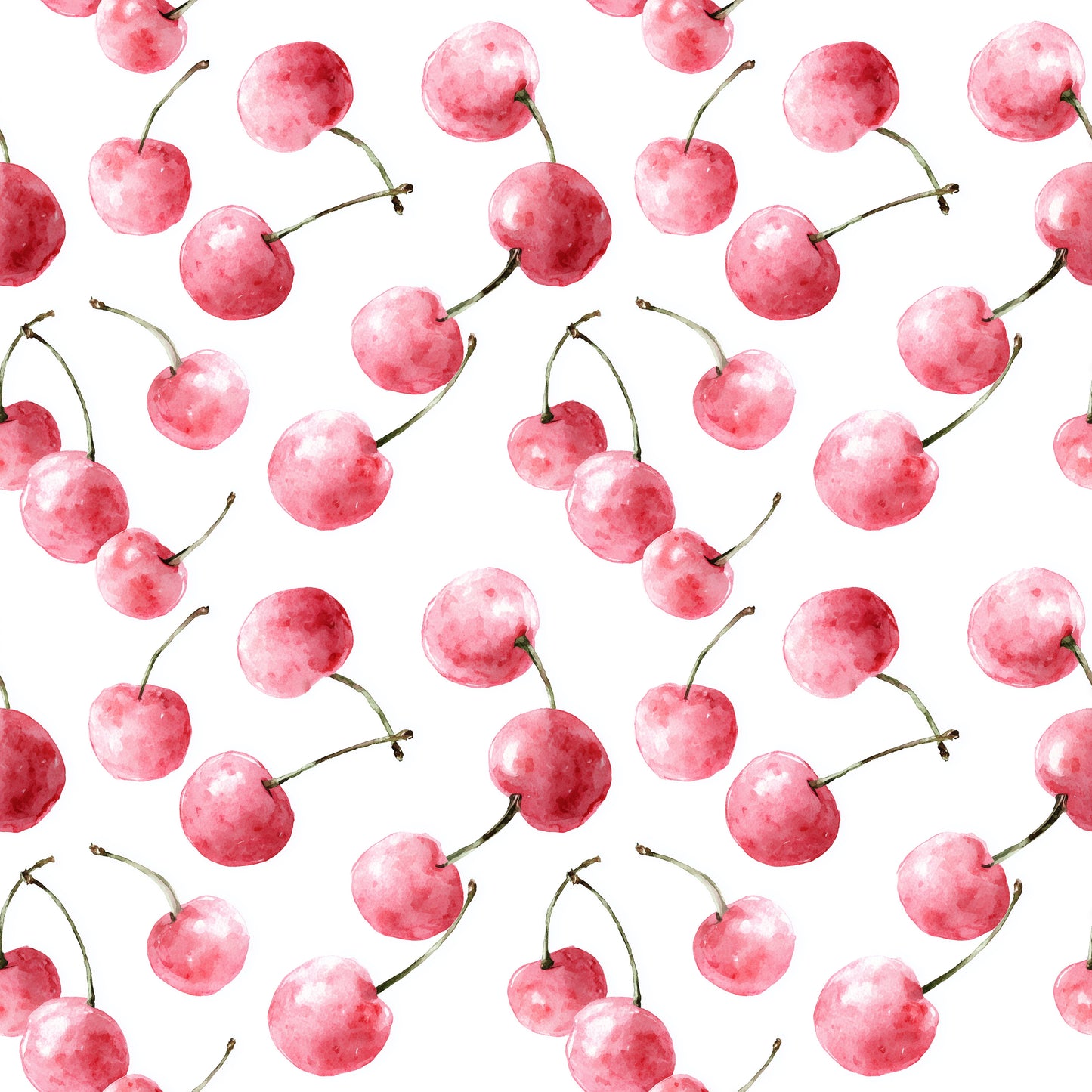 Watercolour Pink Cherries Digital Seamless Pattern