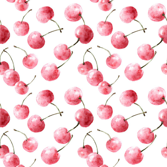 Watercolour Pink Cherries Digital Seamless Pattern