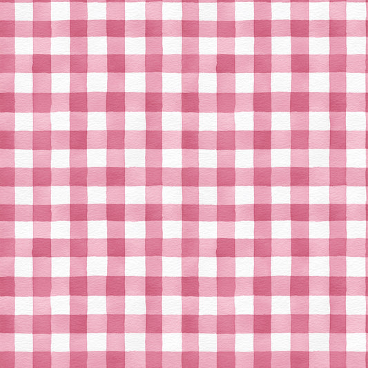 Watercolour Pink Gingham Digital Seamless Pattern