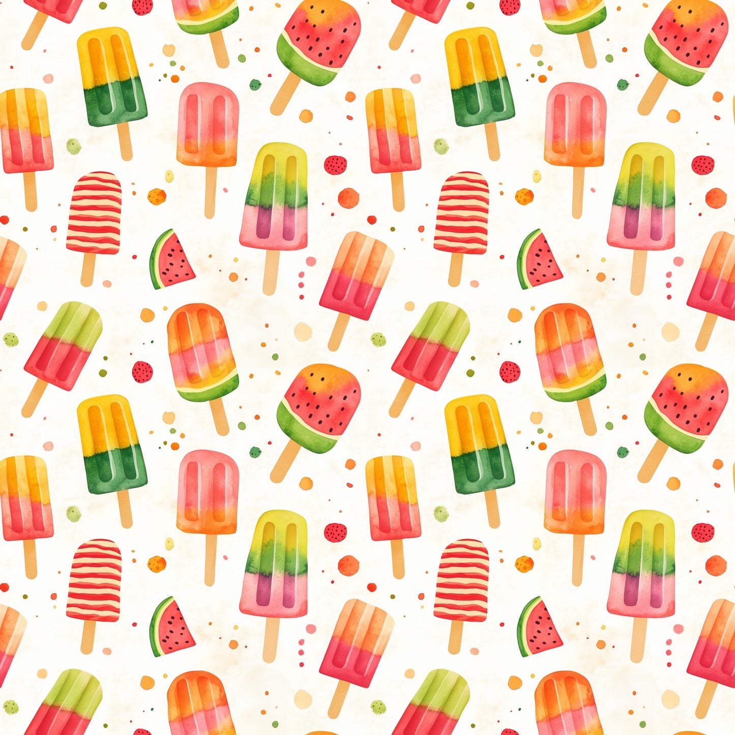 Watercolour Popsicles Digital Seamless Pattern
