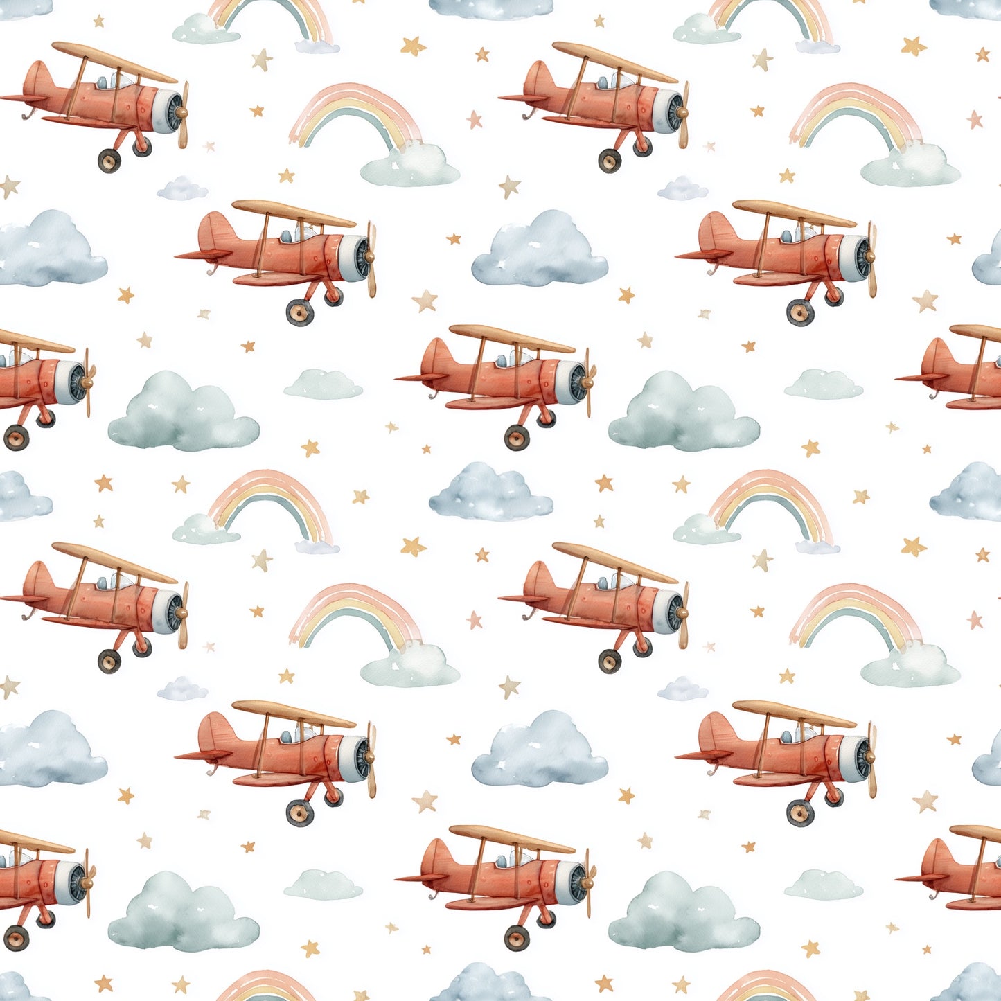 Rainbow Planes Digital Seamless Pattern