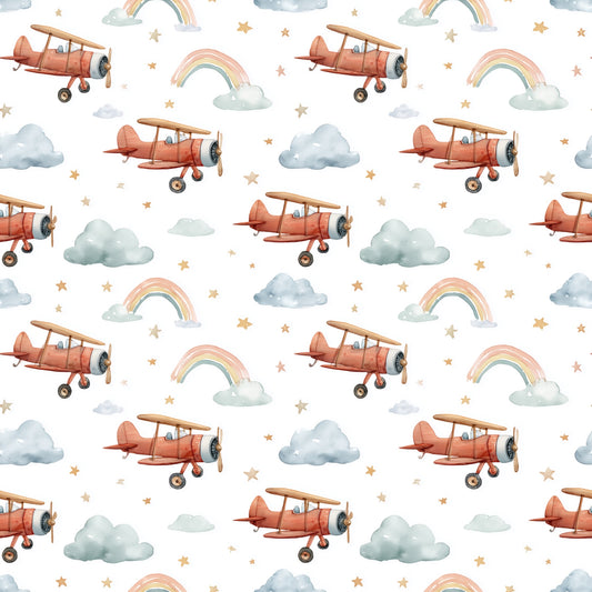 Rainbow Planes Digital Seamless Pattern