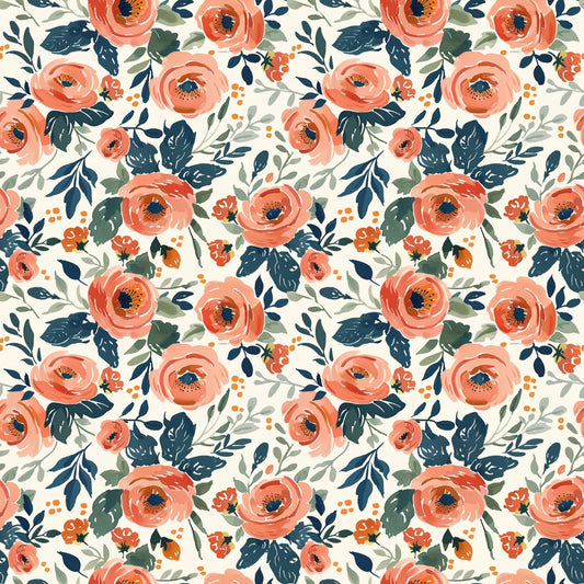 Watercolour Red Floral Digital Seamless Pattern