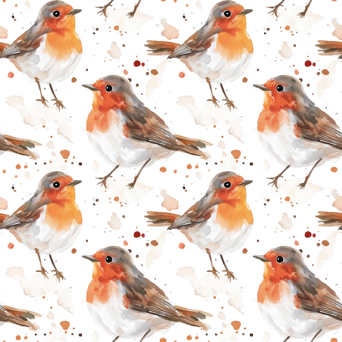 Watercolour Robins Digital Seamless Pattern