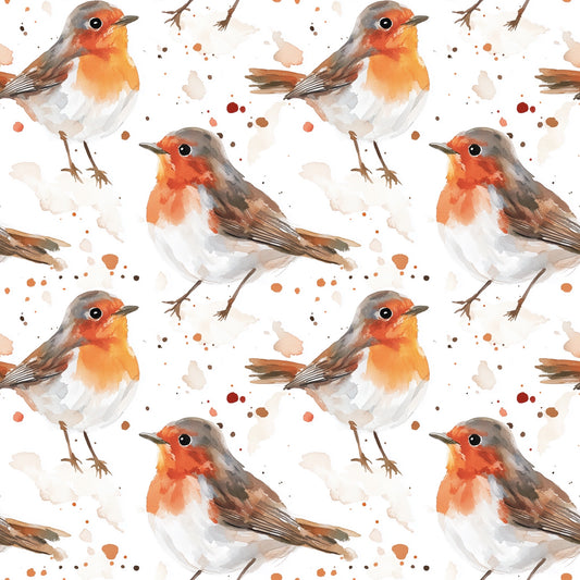 Watercolour Robins Digital Seamless Pattern