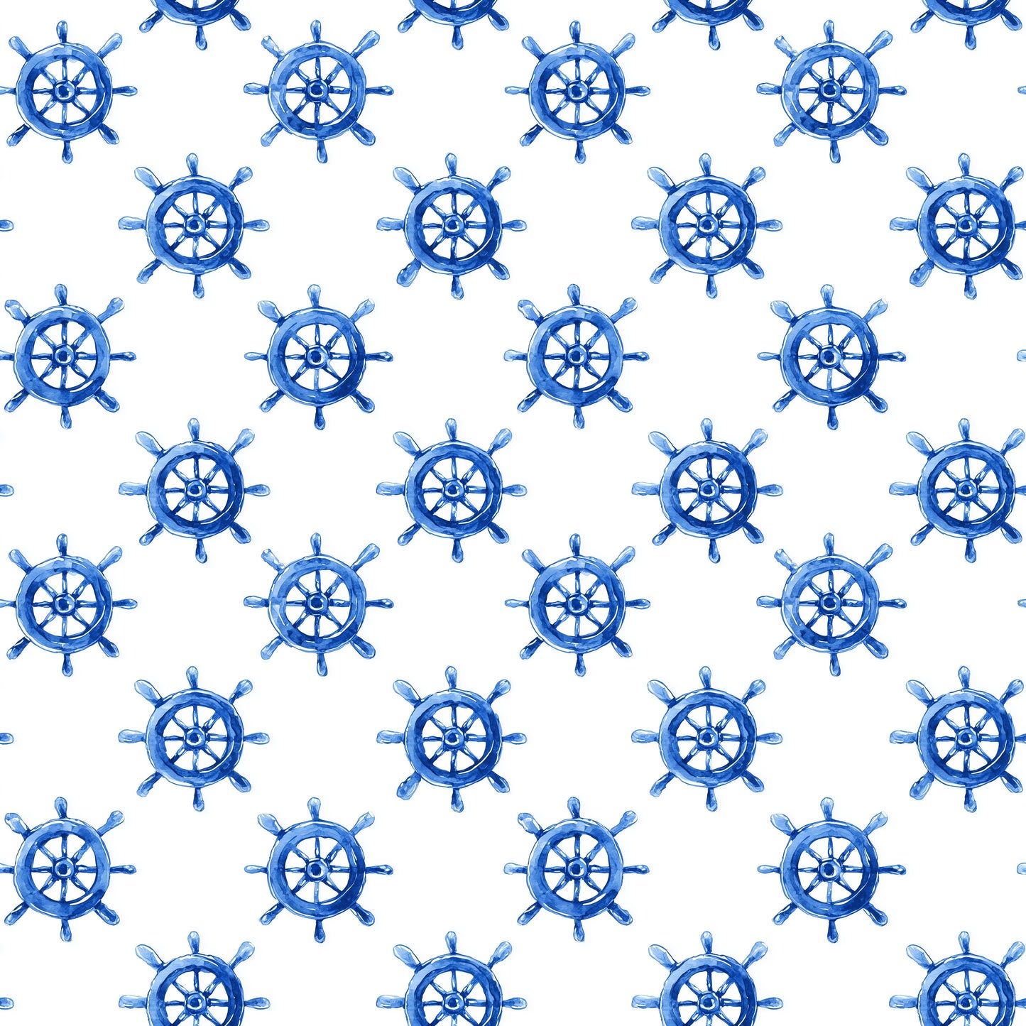 Watercolour Ship Wheels Digital Seamless Pattern