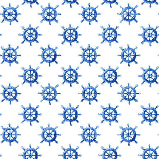 Watercolour Ship Wheels Digital Seamless Pattern