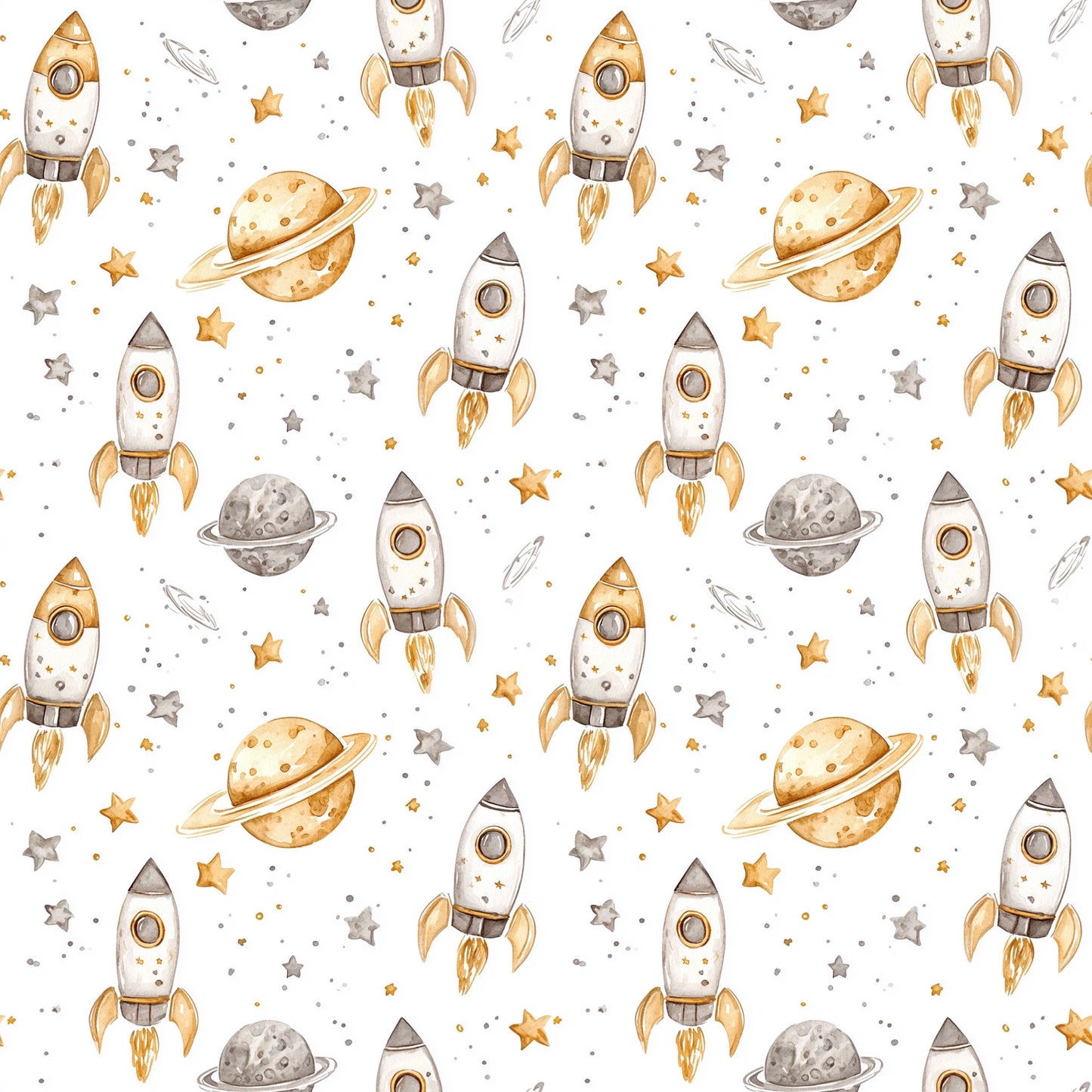 Watercolour Space Digital Seamless Pattern