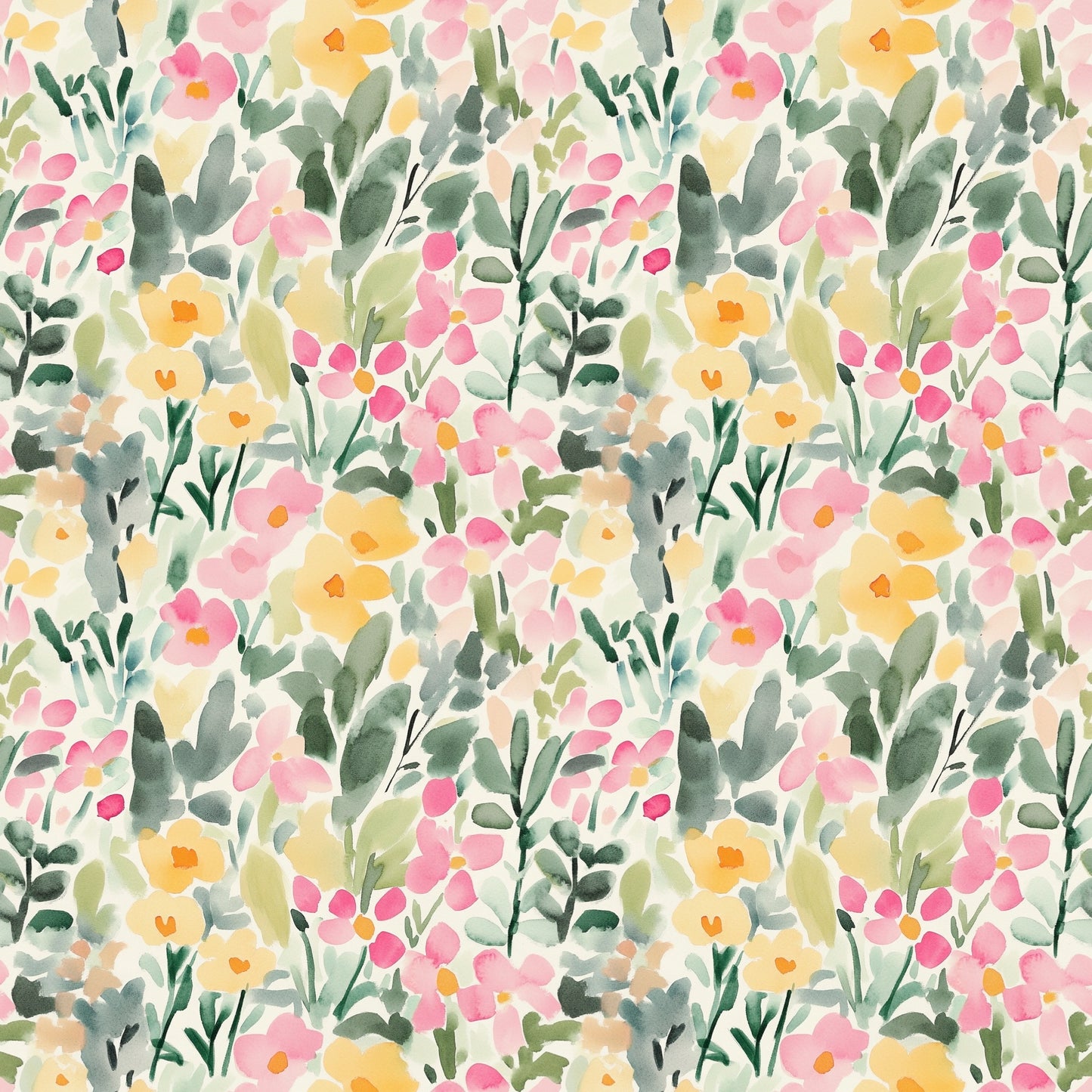Watercolour Spring Floral Digital Seamless Pattern
