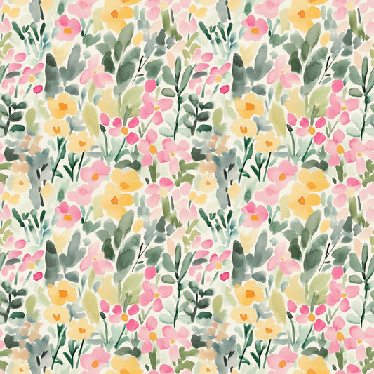 Watercolour Spring Floral Digital Seamless Pattern