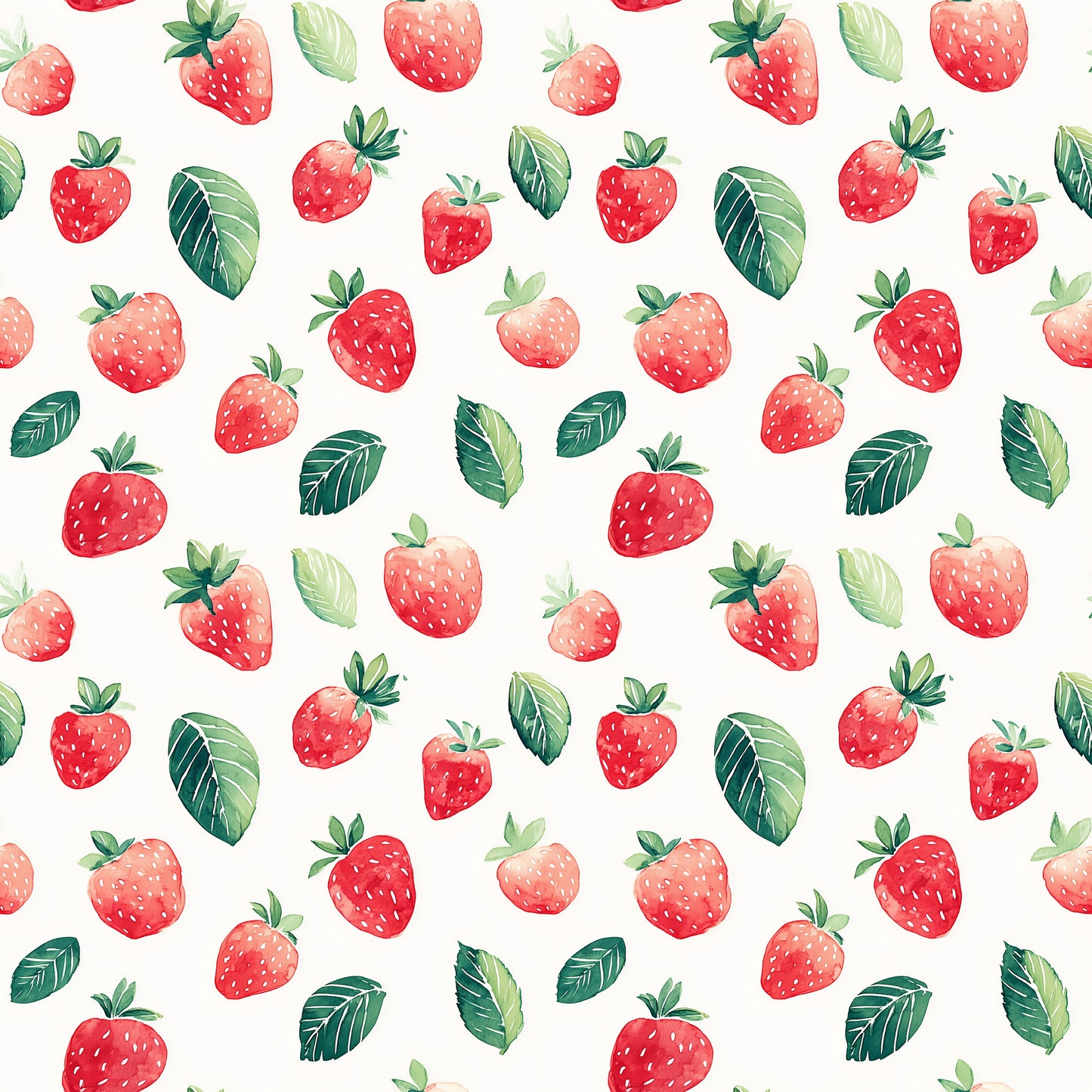 Watercolour Strawberries Digital Seamless Pattern