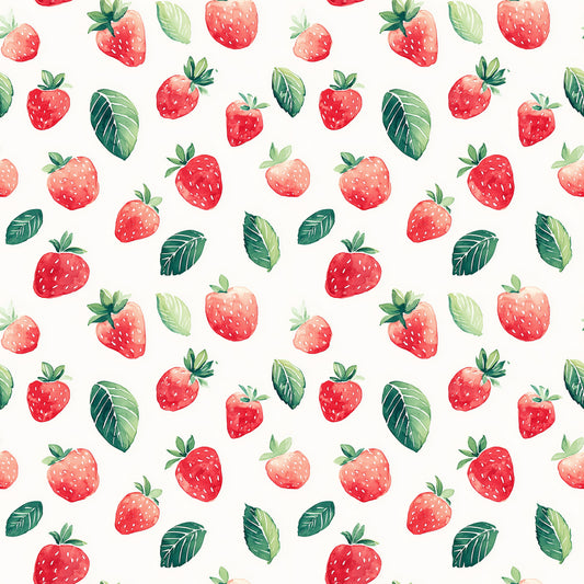 Watercolour Strawberries Digital Seamless Pattern