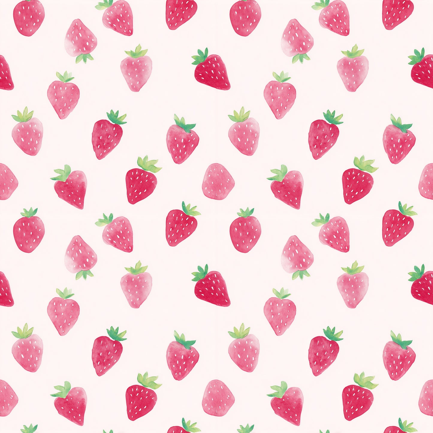 Watercolour Strawberries on Pink Digital Seamless Pattern