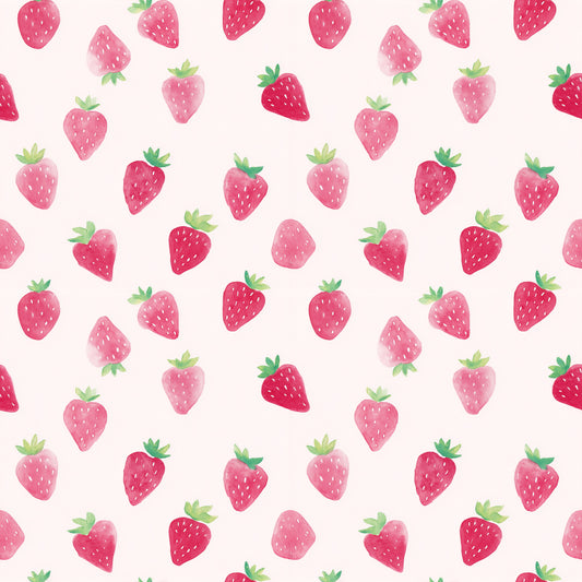 Watercolour Strawberries on Pink Digital Seamless Pattern