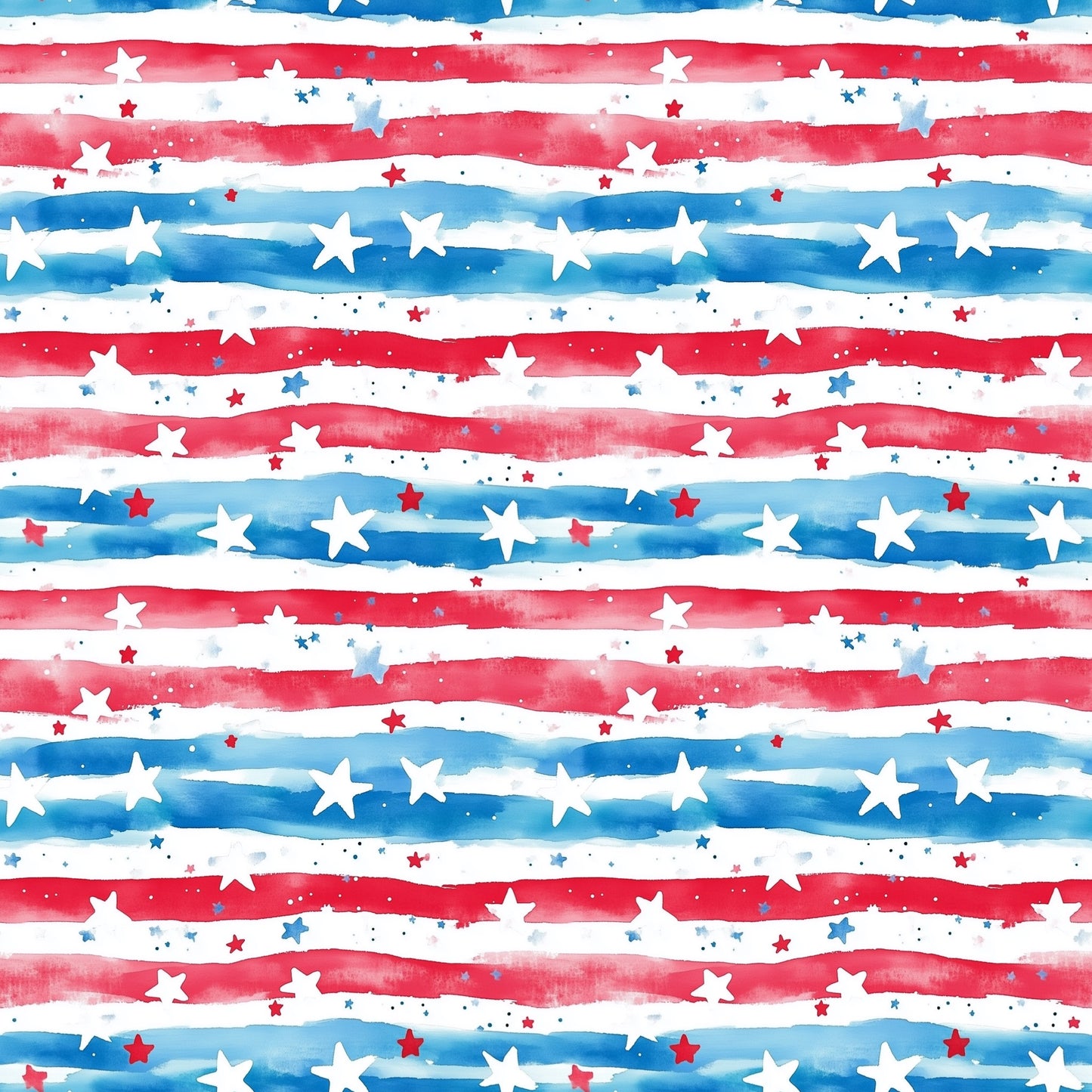 Watercolour Stripes & Stars Digital Seamless Pattern