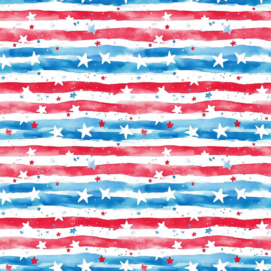 Watercolour Stripes & Stars Digital Seamless Pattern