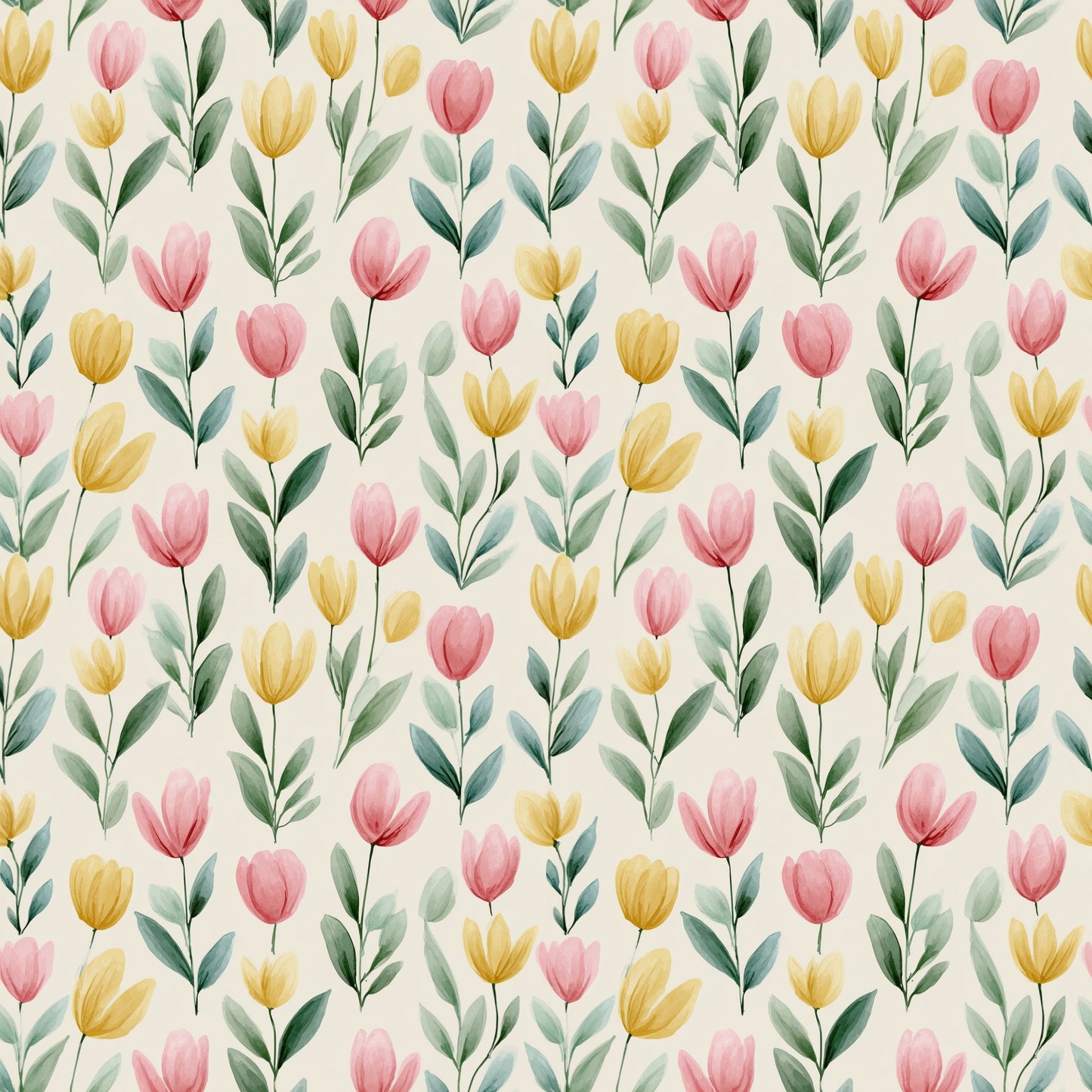 Watercolour Tulips Digital Seamless Pattern