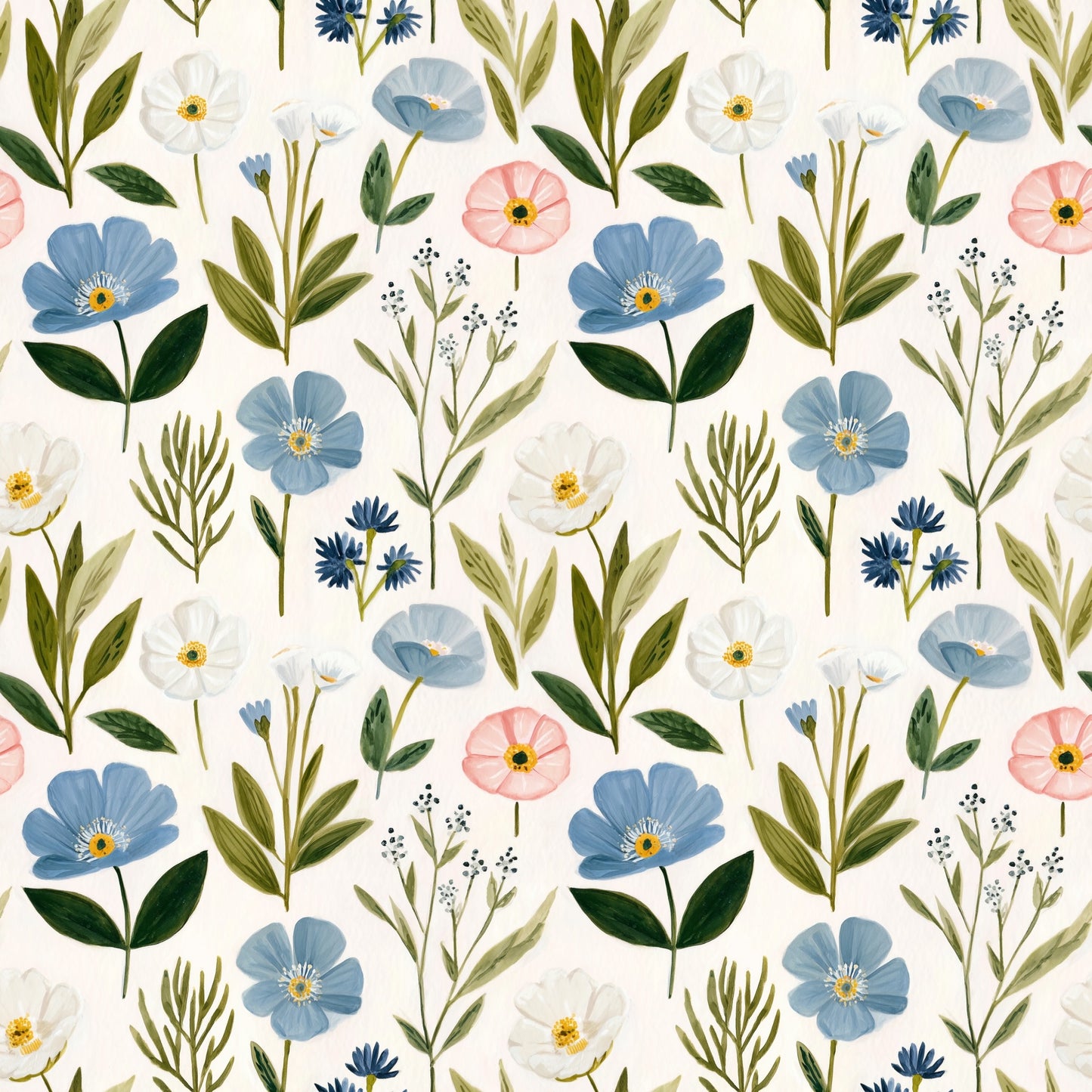 Watercolour Wildflowers Digital Seamless Pattern