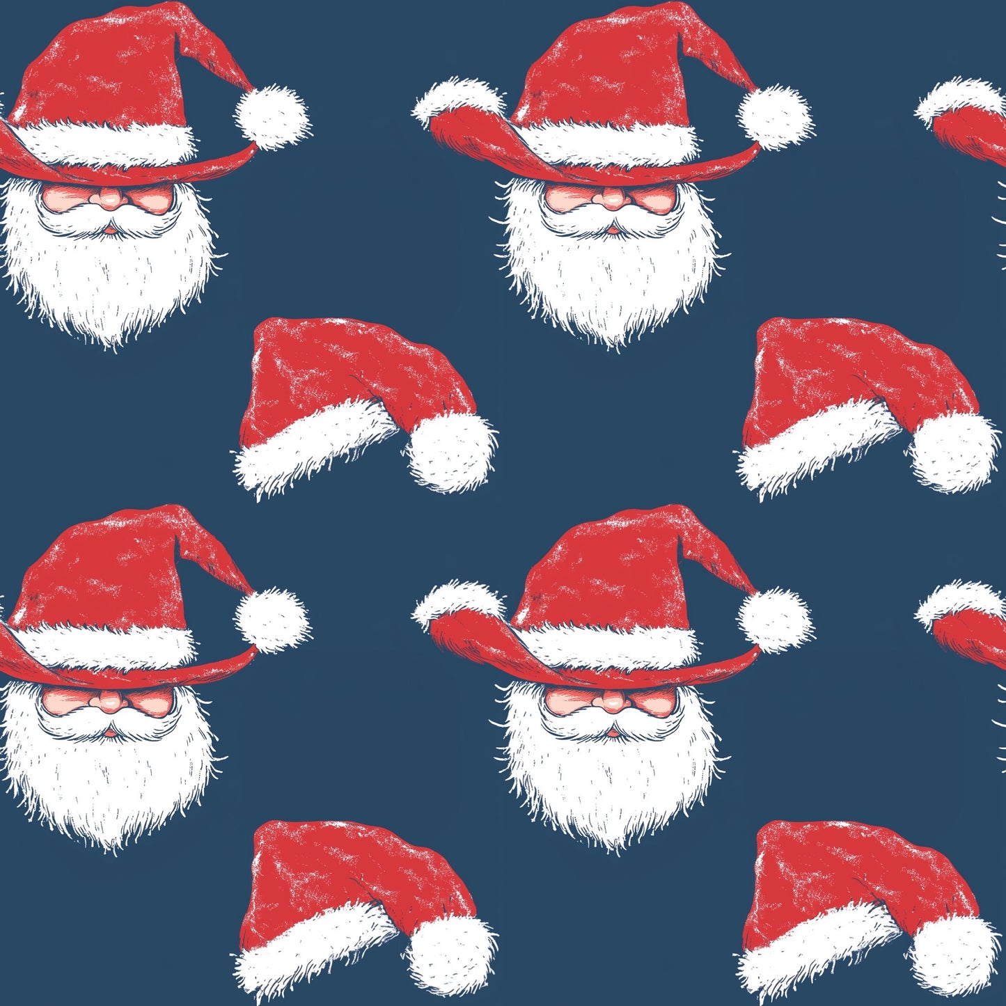 Western Santa Claus Digital Seamless Pattern